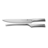 Weber Set de cubiertos Deluxe, consta de cuchillo para trinchar (hoja de 24cm) y tenedor, de acero inoxidable alemán de alta calidad, monobloque, mangos ergonómicos - Plata (17074)