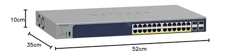 NETGEAR Switch PoE Gigabit Ethernet Smart gestionado de 28 Puertos GS728TPV3 | 24x PoE+ 190W, 4X 1G SFP |Montaje en sobremesa o en Bastidor y protección Limitada de por Vida