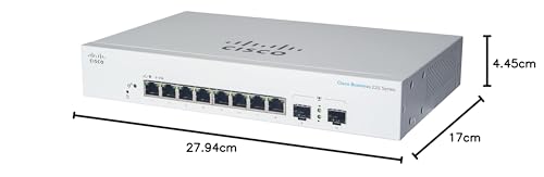 Cisco Switch inteligente Cisco Business CBS220-8FP-E-2G | 8 puertos GE | PoE completo | 2 SFP de 1 G | 3 años de garantía limitada de hardware (CBS220-8FP-E-2G-EU)