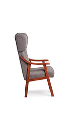 Abuelo a Gusto- Silla con Brazos Modelo Goya y Orejas apoya-Cabeza. Madera Color: Cerezo (Medidas: 117 * 69 * 57 cm) Tela Antimanchas: para Personas Mayores o geriátrico. Prótesis de Cadera. Gris