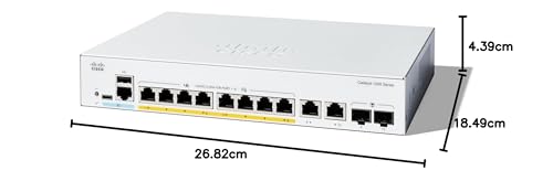 Cisco Switch Inteligente Catalyst 1200-8P-E-2G, GE de 8 Puertos, PoE, PS Externa, Combo GE 2x1, protección Limitada de por Vida (C1200-8P-E-2G)