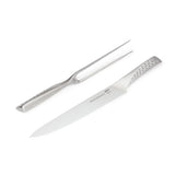 Weber Set de cubiertos Deluxe, consta de cuchillo para trinchar (hoja de 24cm) y tenedor, de acero inoxidable alemán de alta calidad, monobloque, mangos ergonómicos - Plata (17074)