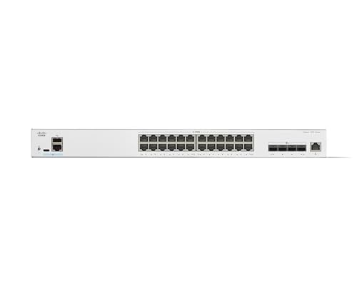 Switch gestionado Cisco Catalyst 1300-24XT, 20 Puertos de 10G de Cobre, 4x10GE SFP+ Combo, protección Limitada de por Vida (C1300-24XT)