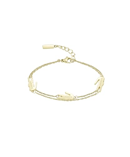 Lacoste Pulsera de Doble Cadena para Mujer Colección CROCODILE en Oro Amarillo con Charms en forma de Cocodrilo - 2040470