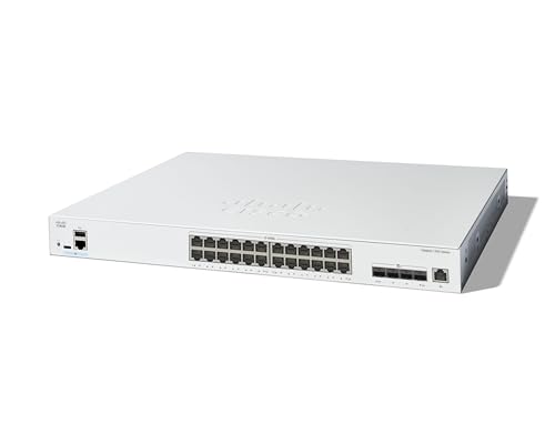 Switch gestionado Cisco Catalyst 1300-24XT, 20 Puertos de 10G de Cobre, 4x10GE SFP+ Combo, protección Limitada de por Vida (C1300-24XT)