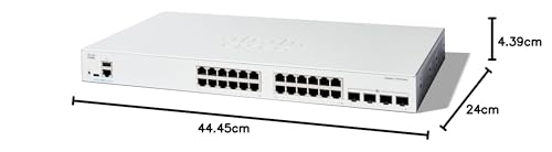 Cisco Switch administrado Cisco Catalyst 1300-24T-4X, 24 Puertos GE, 4x10 GE SFP+, protección Limitada de por Vida (C1300-24T-4X)
