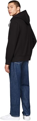 Tommy Hilfiger Hoodie con Cremallera Hombre Stack con Capucha, Negro (Black), XS