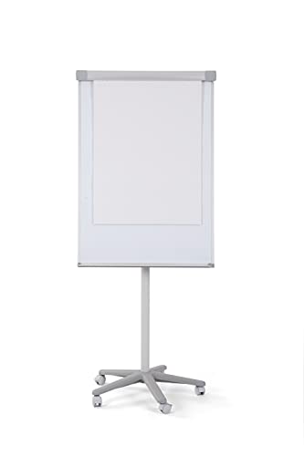Bi-Office Pizarra Magnética con caballete móvil Smart, rotafolios con ruedas, marco de aluminio de 70 x 100 cm