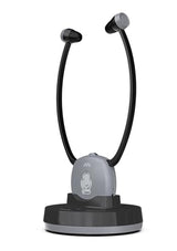 Meliconi Auriculares de TV Easy Audio inalámbricos Digital, Modelo esteto con Entrada óptica, micrófono Ambiente, Volumen Ajustable, Base de Carga, Alcance de 20 m, Audio equilibrado para TV
