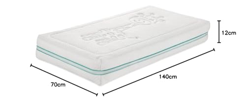 Nalui - Colchón Cuna Desenfundable 70x140cm Baby One con Núcleo Adapt Foam Suave, Transpirable y Acolchado Termorregulador. Hipoalergénico | Certificado Oeko-Tex® | Altura ± 12cm | Hecho en España