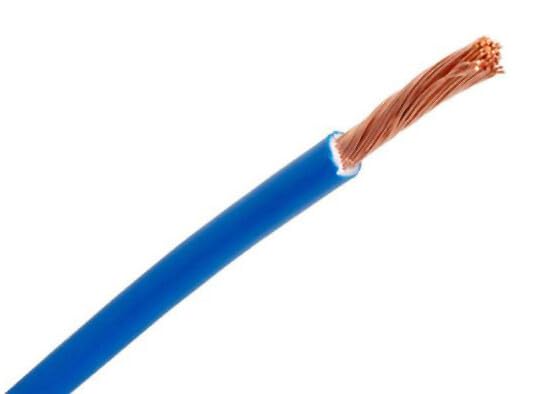 Rollo de hilo flexible azul 100m 6mm², ideal para conectar dispositivos eléctricos y aplicaciones de bricolaje.