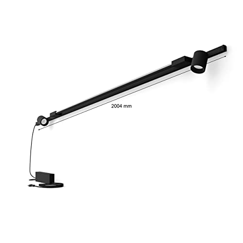 Philips Hue - Kit Perifo Iluminación en carril Luz Blanca y de Colores - Set base de pared (negro) de 200cm con 2 focos y tubo de luz Gradient - Anclajes incluidos