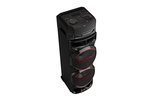 LG XBOOM RNC9, Altavoz de Gran Potencia, Bluetooth, USB, Funciones DJ, Karaoke, Iluminación LED Multicolor, Amplia Conectividad, 4 Altavoces, Color Negro