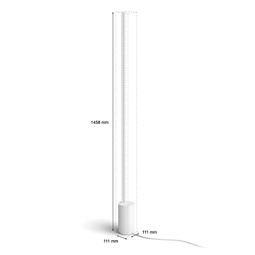 Philips Hue Signe Gradient– Lámpara inteligente, Lámpara de Pie LED Inteligente, Luz Blanca y de Luces de Colores, sistema de iluminación con tira led Compatible con Alexa y Google Home, Color Blanco