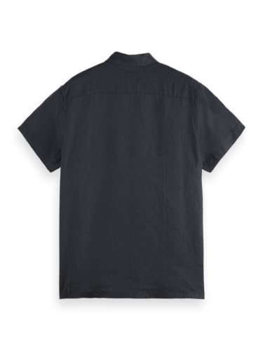 Scotch & Soda Linen SS Shirt, Camiseta Hombre, Negro, L
