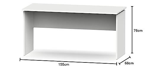 MUEBLES PITARCH | Mesa Despacho, Escritorio Grande de Estudio, Mesa Ordenador, Oficina, Blanca, 76x155x68cm (Alto x Ancho x Fondo) Moderna Modelo Rívoli