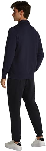 Tommy Hilfiger Sudadera con cremallera Hombre Essential Terry con cuello alto, Azul (Desert Sky), L