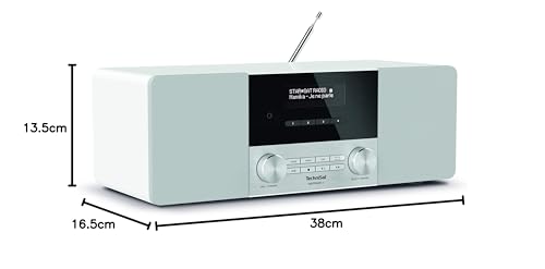 TechniSat DIGITRADIO 4 - Radio Dab estéreo (Dab+, FM, Bluetooth, Entrada para Auriculares, Entrada Auxiliar, Pantalla OLED, 20 W RMS, Altavoz Elac) Blanco