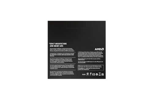 AMD Ryzen 5 9600X Procesador (Tarjeta gráfica Radeon integrada, 6 núcleos/12 Threads, 65W DTP, Socket AM5, 38MB Caché, Reloj de Aumento máx. hasta 5.4 GHz, sin Ventilador)