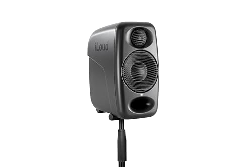 IK Multimedia iLoud Micro Monitor Pro - Par - Monitores de estudio compactos, de 2 vías, biamplificados, altamente portátiles y controlados digitalmente. Incluye micrófono ARC. Color negro.