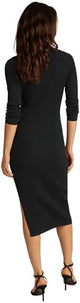 Tommy Jeans Vestido Tipo Polo Mujer Midi con Apertura en la Pierna, Negro (Black), S