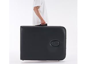 YOUNIKE Camilla Masaje Negro Plegable 2 Zonas Profesional Portátil Carga 250kg 186×70cm Altura Ajustable de Madera Haya para Belleza Tatuaje SPA con Bolsa de Transporte