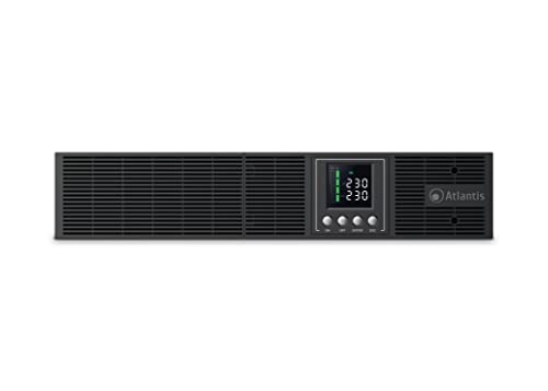 Atlantis A03-OP2002-RC UPS Online - Sistema de alimentación ininterrumpida con Doble conversión Onda sinusoidal Pura 2000 VA 1350 W, Servidor Convertible, Pantalla LCD, USB, Serie RS-232, 8 Salidas