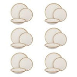 Olympus - Juego de 18 platos de terracota color crema dorado