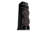 LG XBOOM RNC9, Altavoz de Gran Potencia, Bluetooth, USB, Funciones DJ, Karaoke, Iluminación LED Multicolor, Amplia Conectividad, 4 Altavoces, Color Negro