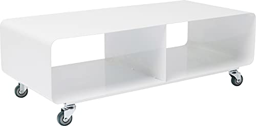 Kare Design Mueble de TV Lounge M, Blanco, Estilo Minimalista, Diseño Moderno, Funcional Espacio, Acero Pulverizado, 30 x 90 x 42 cm (A/A/P)