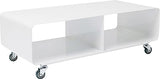 Kare Design Mueble de TV Lounge M, Blanco, Estilo Minimalista, Diseño Moderno, Funcional Espacio, Acero Pulverizado, 30 x 90 x 42 cm (A/A/P)