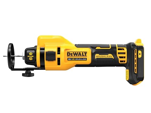 DEWALT DCE555N-XJ XR 18V Sierra de Corte, sin Escobillas para Panel Yeso, 26.000 RPM, Luz LED, Incluye Pinzas 3.2 mm y 6.4 mm