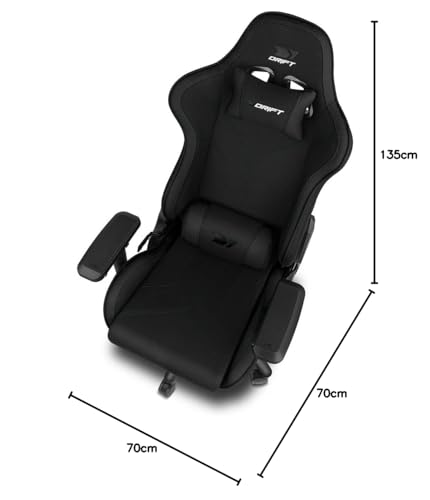 DRIFT GAMING DR110 - Silla Gaming Profesional, Tejido Fabric Alta transpirabilidad, reposabrazos 4D, Ruedas silenciosas, pistón Clase 4, inclinación, cojín Lumbar y Cervical, Color Negro
