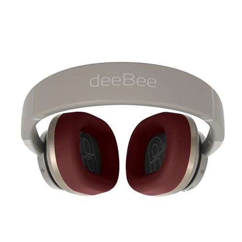 DeeBee dB-Pulse-GLB Auriculares Bluetooth Circumaurales, Cancelación de Ruido, 40 Horas de Batería, Beige, con Almohadilla Intercambiable
