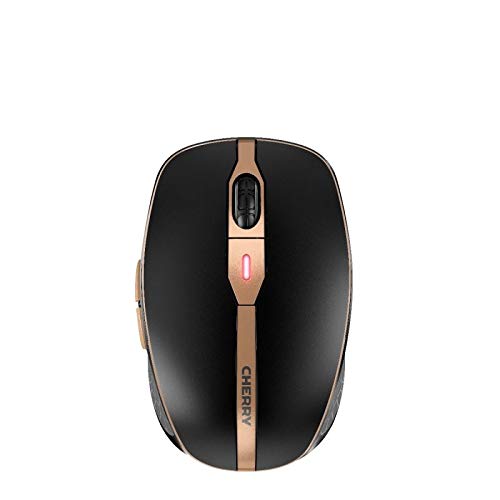 CHERRY DW 9000 SLIM, Set Inalámbrico de Escritorio, Distribución de Teclado Europeo (QWERTY), Bluetooth & 2.4 GHz RF, Teclas Silenciosas, Recargable, Negro/Bronce