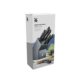 WMF Profi Select - Juego de 7 Piezas, 6 Cuchillos con Soporte de madera lacado en Color Gris, Hoja de Acero Templado con Filo de Larga Duración