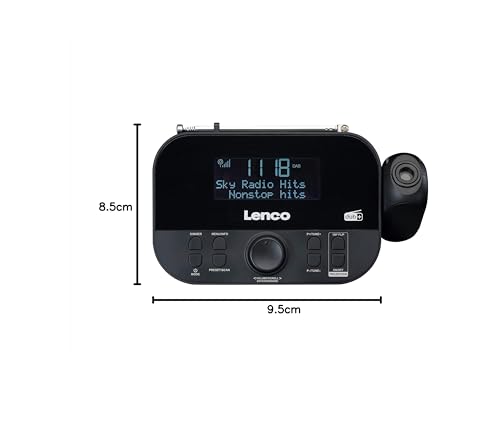Lenco 810011 cr-615 Reloj Despertador con proyección Dab+ - Radio Digital con Dab+ y FM PLL - 30 emisoras memorables - Despertador de Dos Horas - proyector de 180 Grados - conexión de 3,5 mm - Negro