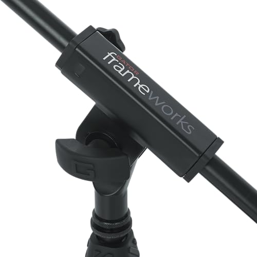 Gator Frameworks - Soporte de micrófono de base corta con peso con brazo telescópico y peso de contador de 2.5 libras; ideal para escritorio, grabación y transmisión (GFW-MIC-0822)