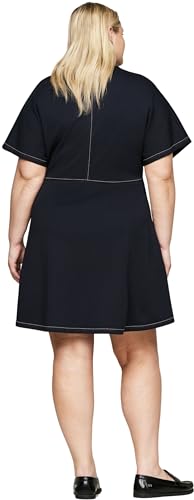 Tommy Hilfiger Vestido Mujer Curve Global Stitch Escote Redondo, Azul (Desert Sky), 50