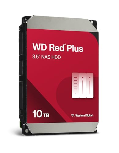 WD Red Plus 10TB NAS Disco Duro Interno 3,5" – 7200 RPM Clase, SATA 6Gb/s, CMR, 512MB Caché