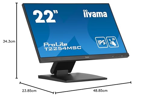 iiyama T2254MSC-B1AG 21,5" PCAP 10P Táctil, Anti Glare Coating, 1920x1080, Panel IPS, Slim Bezel, Altavoces, HDMI, DisplayPort, Double Hinge Stand, 250cd/m², USB HUB (2X 3.0), USB Táctil Interface