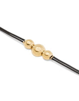 UNO de 50 Pulsera De Cuero Con Tres Bolas Grandes Centrales Bañadas En Oro 18K