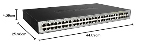 D-Link DGS-3630-52TC/SI - Switch Gigabit Gestionable Layer 3 (44 puertos 10/100/1000 Mbps, 4 puertos SFP Combo, 4 puertos 10GbE SFP+, detección de bucles, apilable, prevención de fuga de datos)