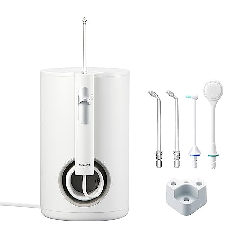 Panasonic EW1614AW503-PACK Family Irrigator Oral Dental, Chorro Ultrasónico, Modo Infantil, 10 Ajustes de Presión, IPX7, Ortodoncia, 5 boquillas, alimentado por Red Eléctrica, Blanco