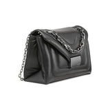 DKNY Kaya Flap Shoulder Bag, Bolso de Hombro Mujeres, Negro y Gris