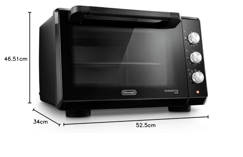 De'Longhi Sfornatutto Chef EO34302 - Horno eléctrico ventilado con 4 niveles de cocción de 34 l, freidora de aire, puerta doble cristal, temperatura 80-230 °C, temporizador 120, incluye bandeja y