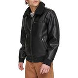Levi's Men's Faux Leather Aviator Bomber Jacket with Sherpa Collar Chaqueta, Negro, M para Hombre