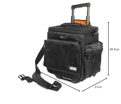 UDG U9981BL/OR Deluxe - Maletín con ruedas para dj (interior de color naranja), color negro