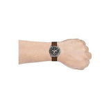 Fossil Reloj para Hombre Decker, movimiento Cronógrafo Cuarzo, 44mm Plata / Acero Caja de acero con correa de piel, CH2885