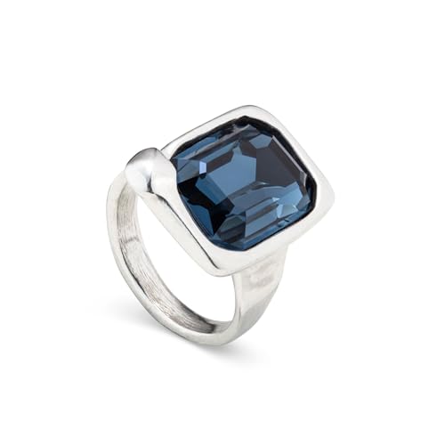 UNO de 50 | Anillo de Aleación Bañado en Plata de Ley | Cristal Facetado | Joya Artesanal | Diseño Creativo